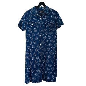 True Grit Vintage Paisley Indigo Cowboy Shirtdress Size Large